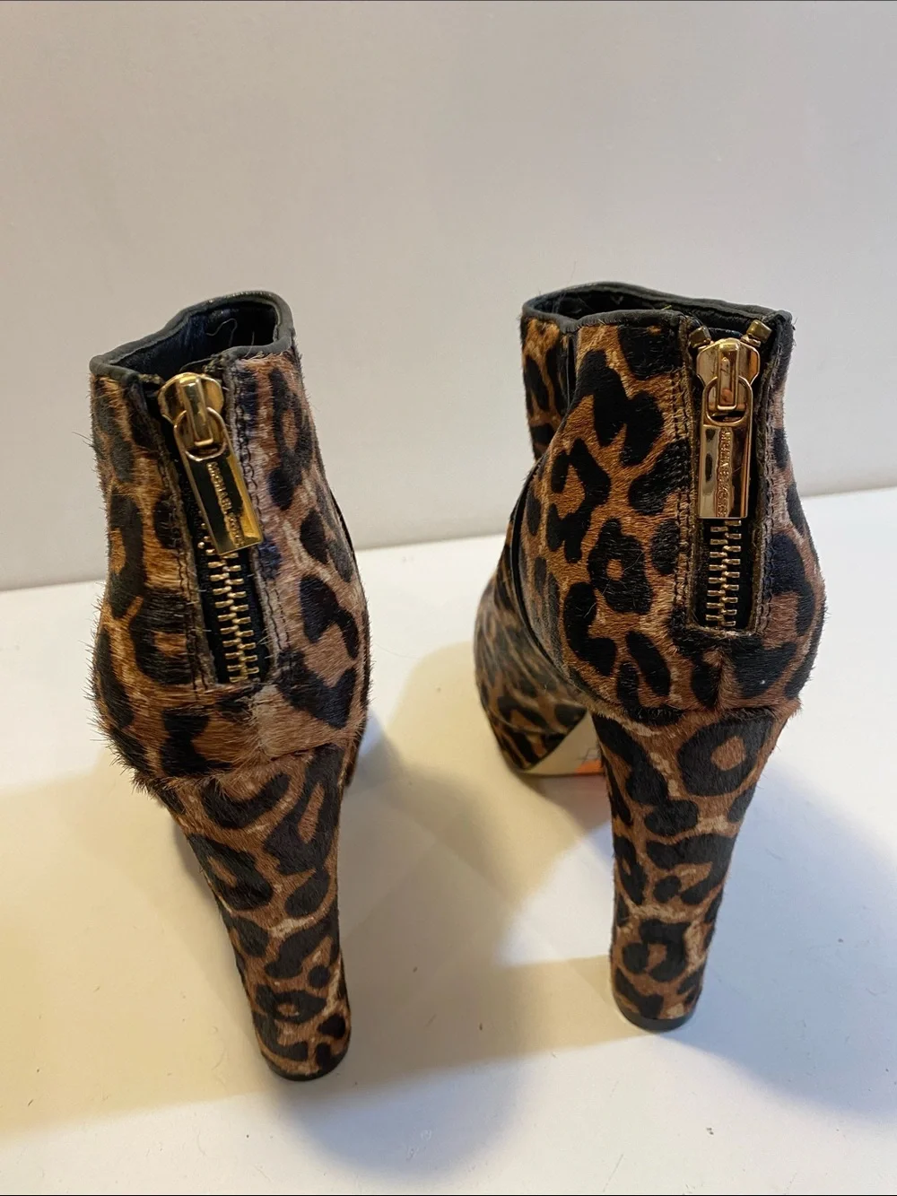 Michael Kors Leopard Print Platform Ankle Boots Brown Sz 5.5 M
